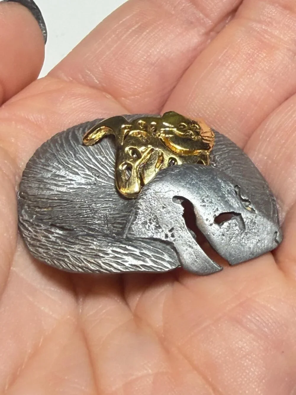 Ultra Craft Cat and Puppy Dog Brooch OOAK Vintage 1.5 inches